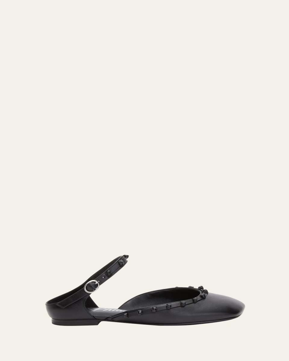 ID Knotted Leather Mary Jane Ballerina Flats